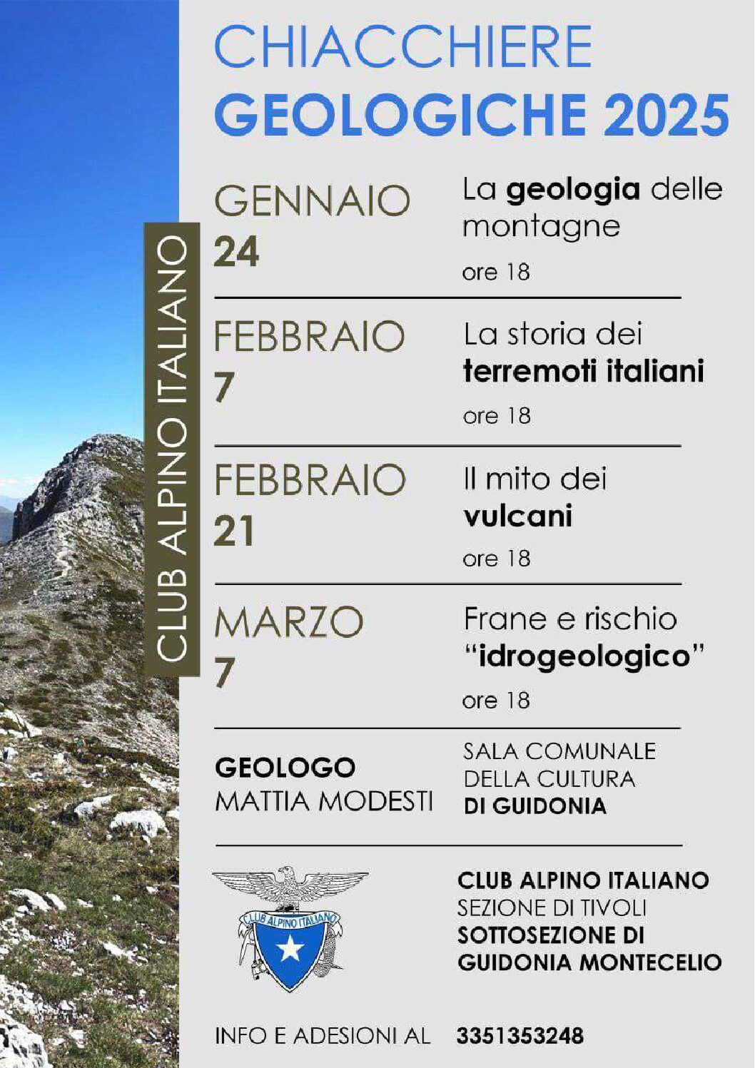 Serate culturali “Chiacchiere Geologiche 2025”