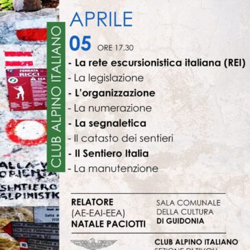 📌📝 Serata informativa e formativa “Introduzione alla Sentieristica” Sabato 5 aprile 2025